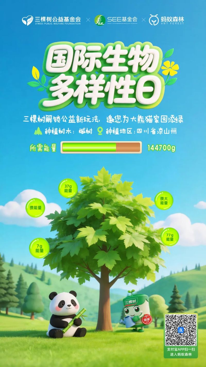 国际生物多样性日丨三棵树解锁公益新玩法，邀您为大熊猫家园添绿 中网行业信息网
