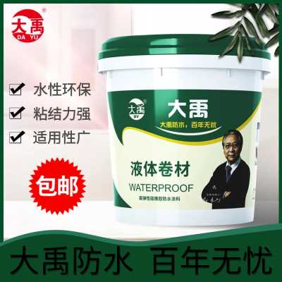 大禹液体防水卷材 高弹性免火自粘sbs裂缝聚氨酯涂膜防水 平房屋顶外墙彩钢瓦裂缝破损 硅橡胶防水防渗漏材料 18kg