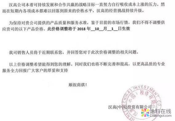 国外化工巨头涨价函纷飞，注意！节后这些化工品都要涨 中国涂料在线，coatingol.com