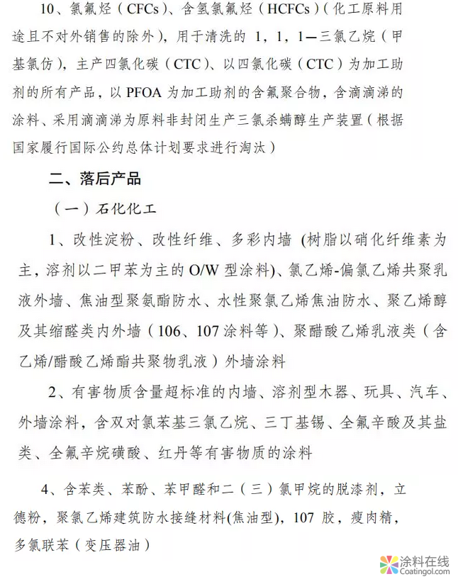 涉多项涂料行业的鼓励、限制、淘汰种类——发改委征求意见公告 中国涂料在线，coatingol.com