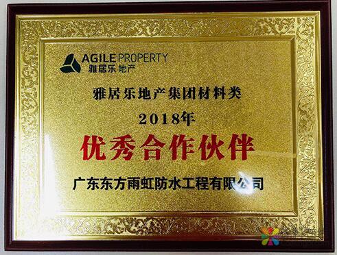 东方雨虹获评“雅居乐2018年优秀合作伙伴” 涂料在线，coatingol.com