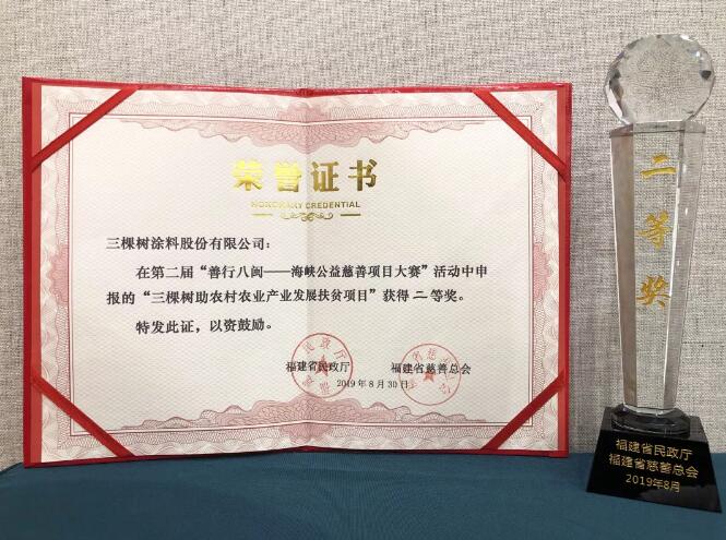三棵树“助农村农业产业发展扶贫项目”获奖 涂料在线,coatingol.com