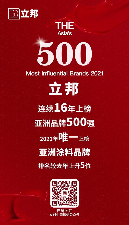 立邦连续16年跻身亚洲品牌500强 涂料在线,coatingol.com
