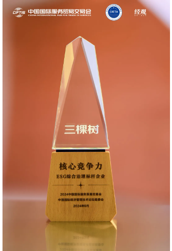 三棵树荣获“核心竞争力-ESG综合治理标杆企业”称号 涂料在线,coatingol.com